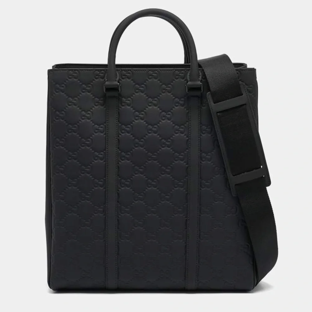 Gucci Black Rubber Effect Guccissima Tote Bag